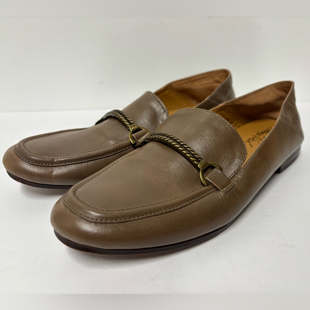 PATRICIA NASH Fia Horse Bit Taupe Tan Leather Slip On Loafers Women’s Size 9